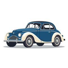 Fototapeta premium Vintage Blue Car Illustration - Classic Automobile Design