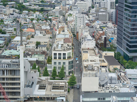 Shibuya City Buildings and Streets Seen From Above
