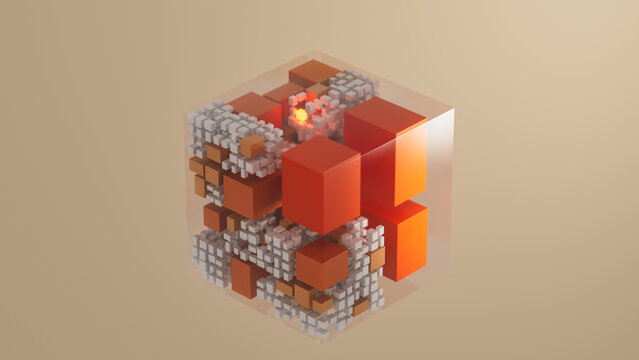 Exploring abstract glass cube technology with light and structure