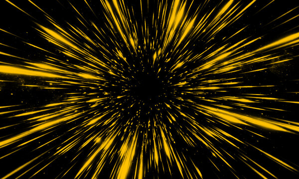 Abstract background with yellow light streaks representing high speed or hyperspace