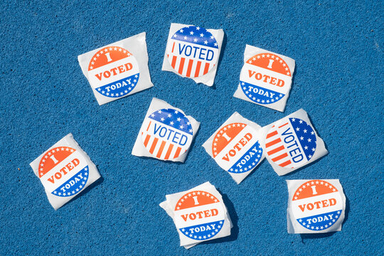 I Voted Today stickers on blue background