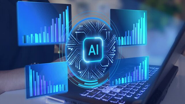 Ai Analyst using big data dashboard. Data science and business intelligence, Business data analytics. 