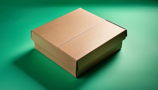a closed cardboard box on a smooth mint green surface the box is plain and unmarked emphasizing simplicity and functionality