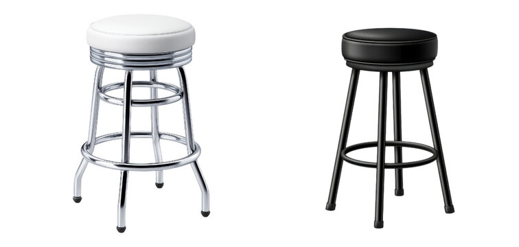 Bar stool chrome metal seat modern clean minimal black white pair snack counter