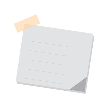 A blank sticky note with tape attached is displayed on a transparent  background