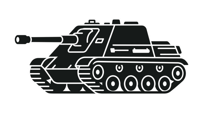 Military self-propelled gun armored vehicle silhouette
