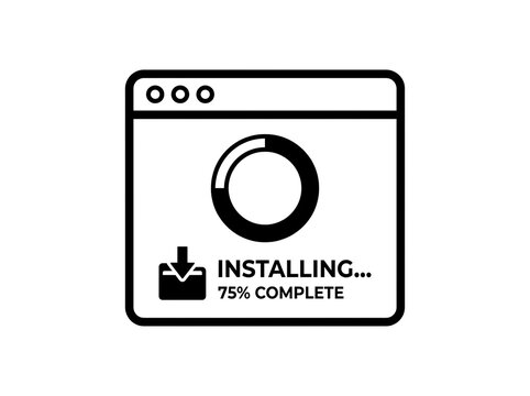 Installing progress icon with 75 percent complete