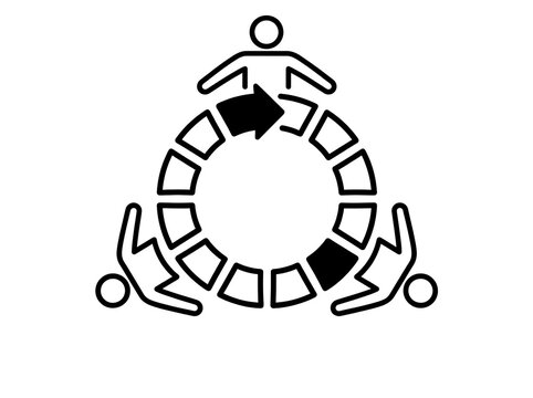 Minimalist family icon with diverse people around a circle