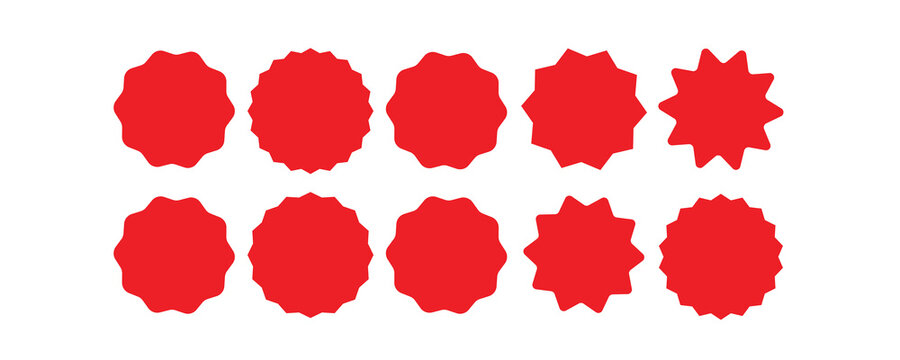 Set of price sticker, sale or discount sticker, sunburst badges icon. Stars shape with different number of rays. Special offer price tag. starburst promotional badge set, shopping labels
