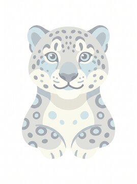 Pastel Flat Vector Snow Leopard Half-Body Icon