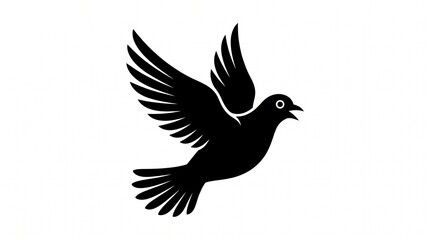 Fototapeta premium Simple Black Dove Silhouette Symbol of Freedom and Peace