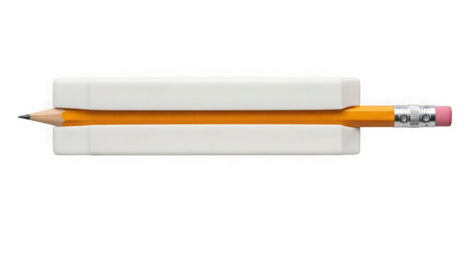 Colorful wooden pencil with eraser tip isolated on transparent background for design and education
