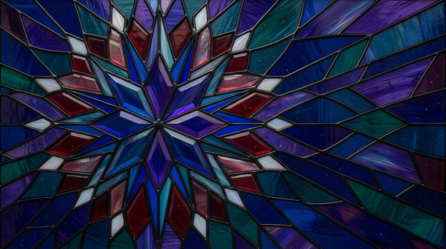 Colorful geometric snowflake design with symmetrical branches and vibrant colors