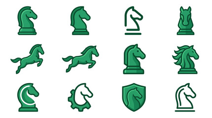 Green chess knight and horse head icons © Radit