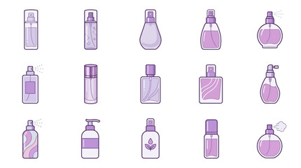 Naklejka premium Lavender perfume and mist spray bottle icons.