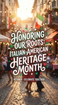 Italian American heritage month sign on street background