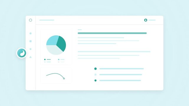 Data analytics dashboard interface showing dynamic pie charts and line graphs