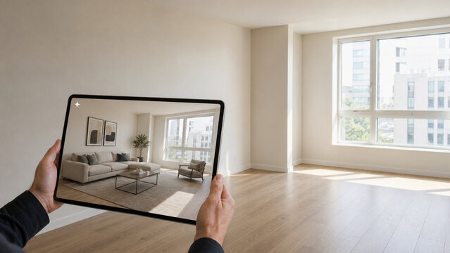 AI virtual home staging for empty residential interior