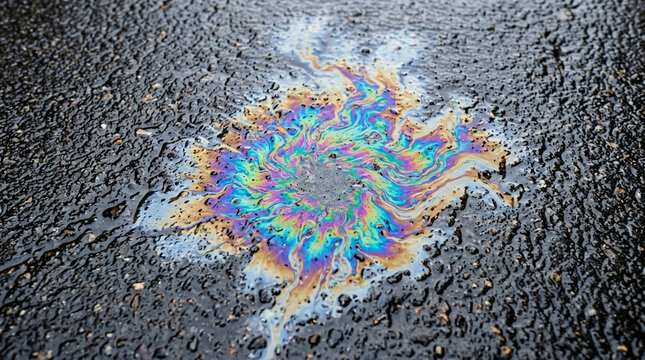 Iridescent Oil Slick on Asphalt