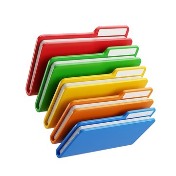 Set of colorful file folders isolated on white background