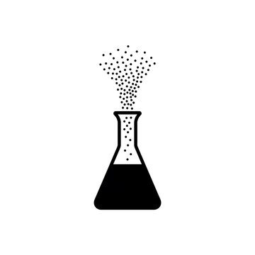 Chemical reaction in conical flask icon laboratory science experiment symbol