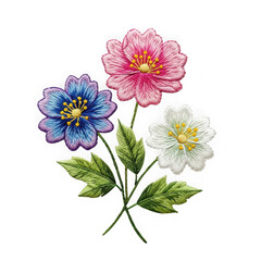 Obraz premium Colorful flowers bouquet with green leaves