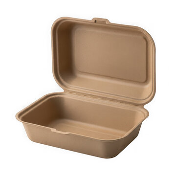 Empty brown takeout food container open