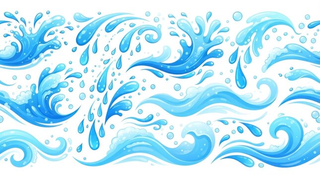 Blue cartoon water swirl pattern on white background.