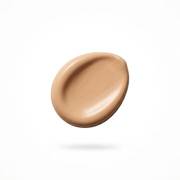 A smooth smear of beige liquid foundation makeup isolated on white background