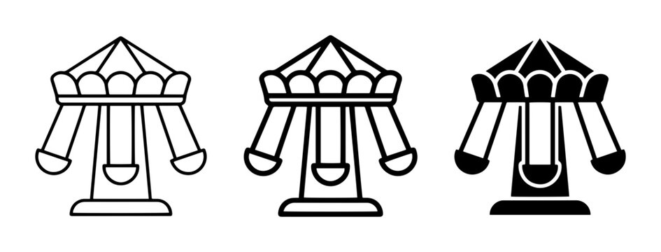 Carousel Icons, Amusement Park Ride Vector Graphics, Fairground Attraction Symbols