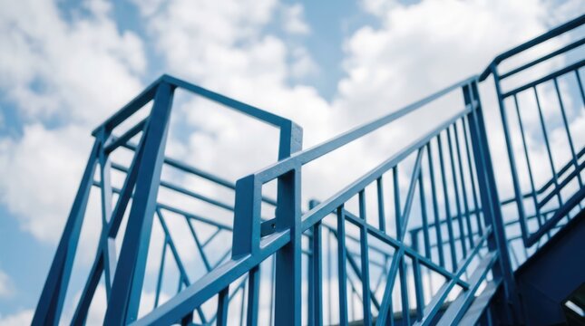 A stunning soccer stadium football background showing metal stairs leading to the sky