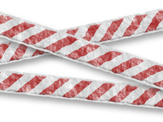 Fototapeta premium Red and white barricade tape crossed over a transparent background