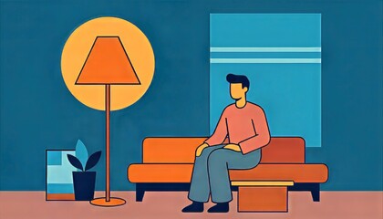 Obraz premium Modern lifestyle of remote worker using laptop inside a contemporary home setting