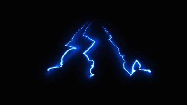 Animation Lightning effect spark voltage electric, thunderstorm Light, shockwave flash FX anime blast energy motion graphics overlay on black background. 4K