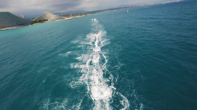 Jetski on the sea FPV video drone Antibes France 4K