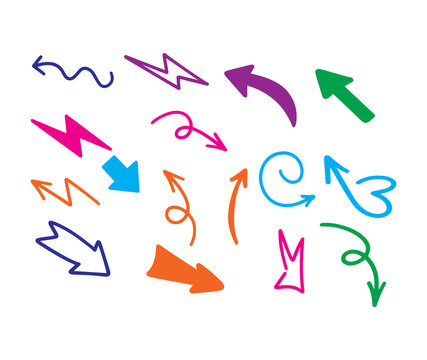 Colorful arrows pointing in different directions on transparent background