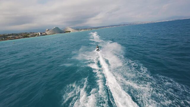 High speed Jetski on the sea FPV video drone Antibes France 4K