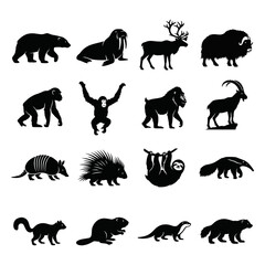 Obraz premium Collection of animal silhouettes against a white background