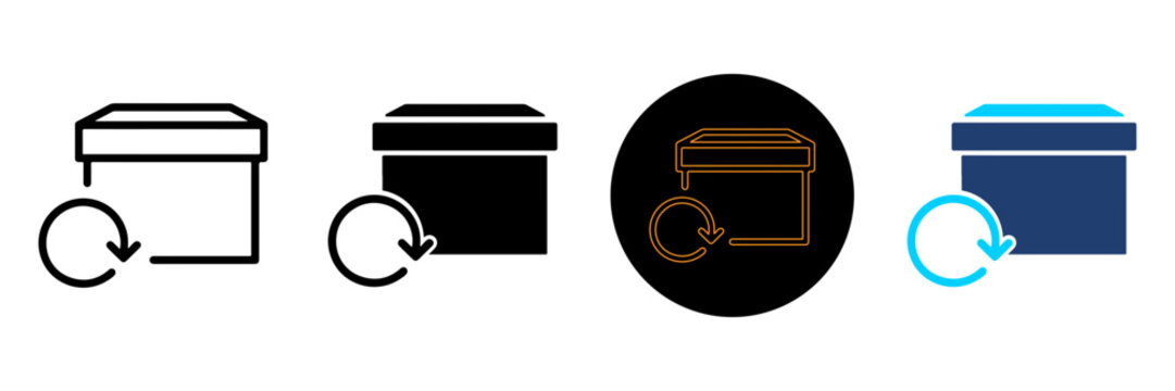 Return box icon set in different styles Vector