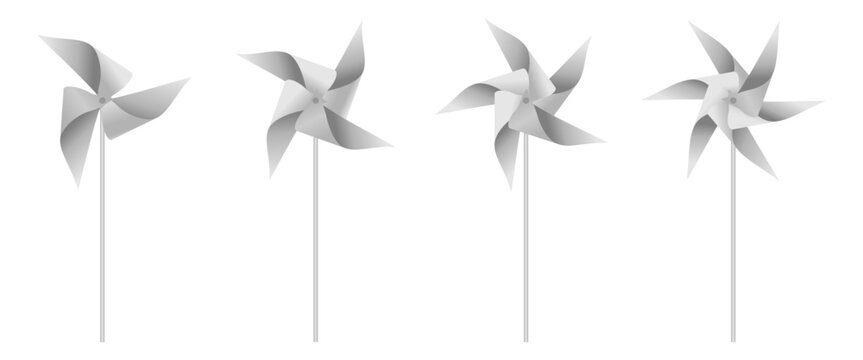 paper pinwheel set vector illustration isolated on white background.
