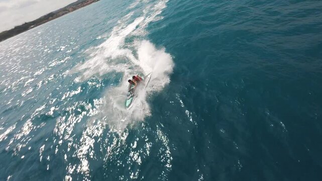 Slow motion Jetski on the sea FPV video drone Antibes France 4K