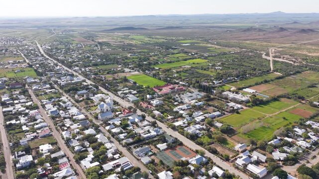 Aerial view of small Karoo town in South Africa, Prince Albert