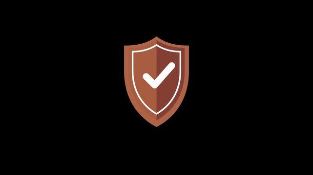 Animated security shield with check mark changing colors on a clean white background