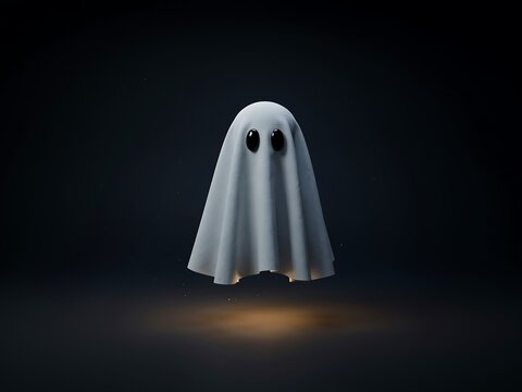 Cartoon ghost with glowing light inside and sparkle particles high resolution picture