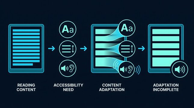 Digital document processing flow infographic showing text conversion and content extraction steps