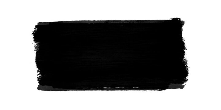 Black ink brush stroke rectangle isolated on white background