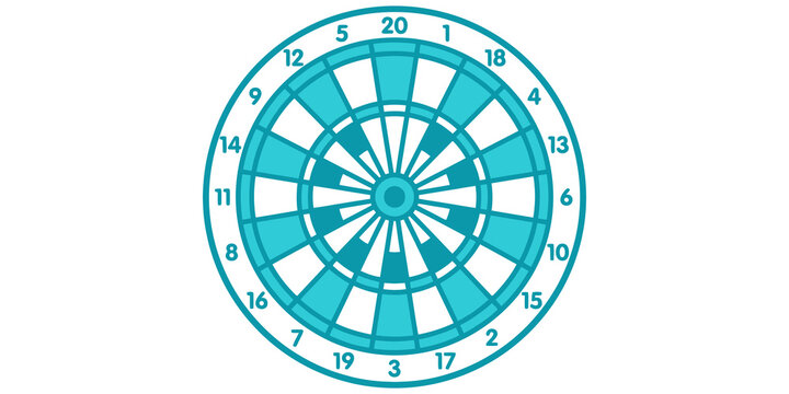 Cyan dartboard game target sport accuracy isolated on transparent background