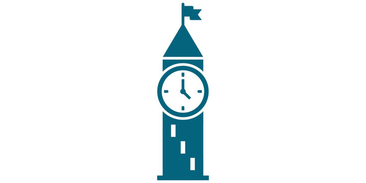 Big Ben tower clock vector symbol isolated on transparent background