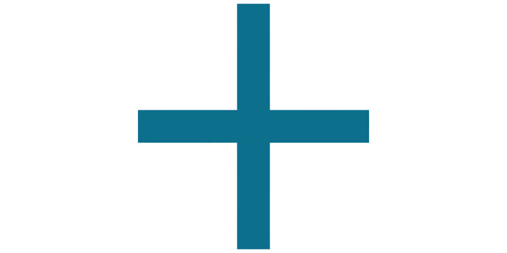 Simple blue medical plus sign symbol icon isolated on transparent background