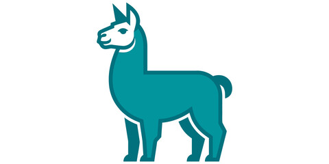 Naklejka premium Cyan Llama Graphic Illustration Isolated on Transparent Background